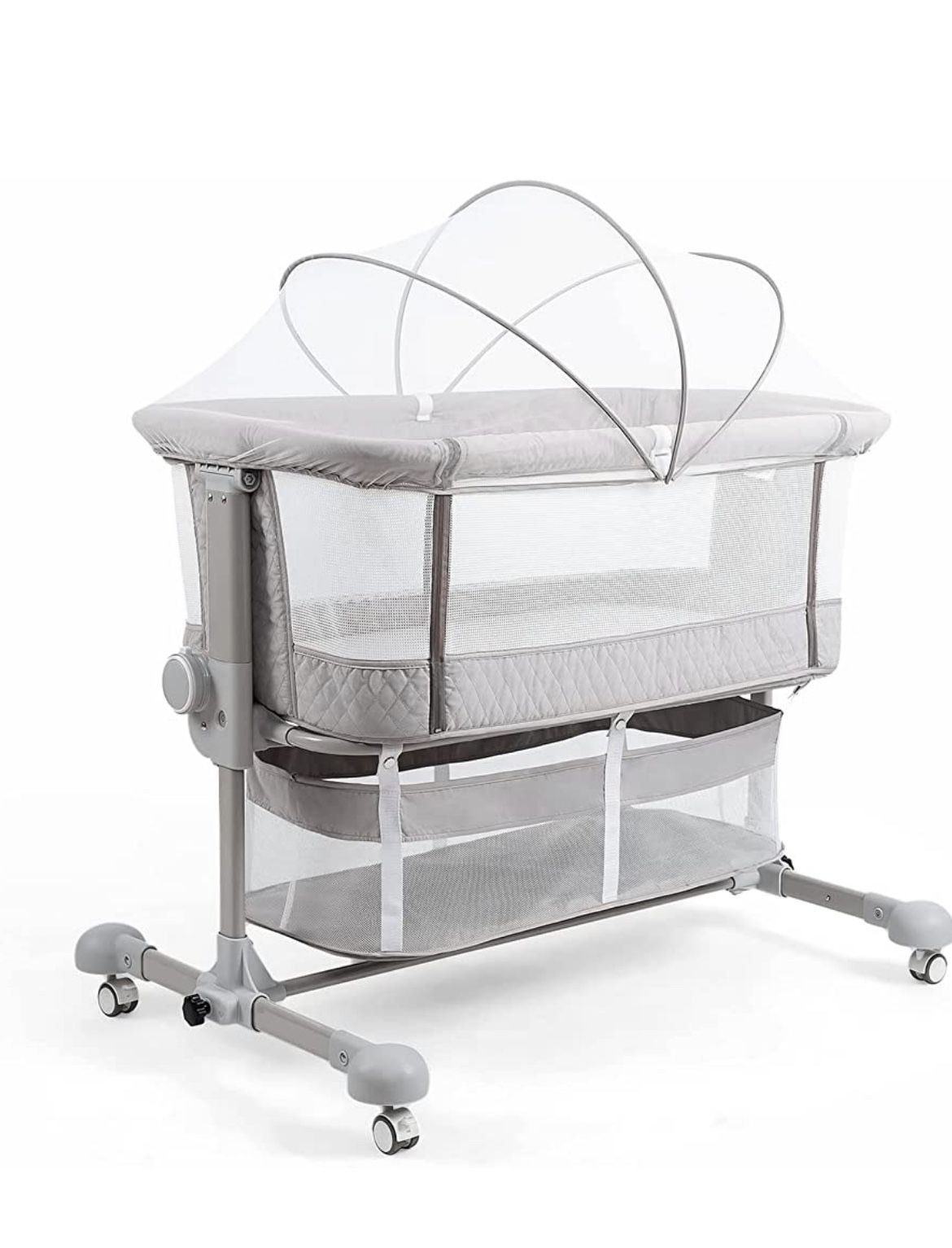 Baby Bassinets Bedside Sleeper, Bedside Crib 3 in 1 Adjustable Travel Baby Bed with Breathable Net and Mattress, Easy Folding Portable Bassinet for B