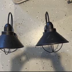 2 Black Farmhouse Lights Outside 