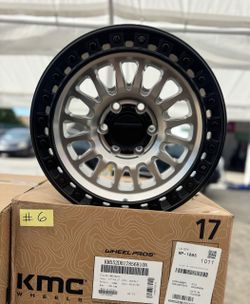 KMC KM552 Machined Black Lip 17x8.5 Wheels | 6x139.7 | -10 Offset | Set of 4