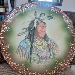 Rare Haynes Baltimore Pottery Chief Spotted Wolf Wall Hanging Plate