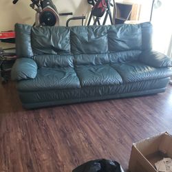 Green Leather Couch 