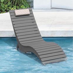 Gray HDPE all weather in pool Lounge chair