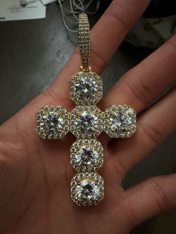 ICED LARGE GEMSTONE CROSS NECKLACE