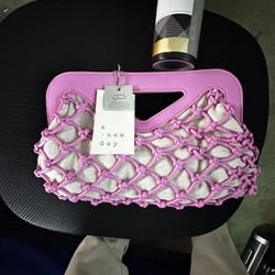 A •New Day Pink and white Hand Woven bag
