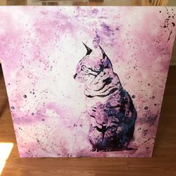 Large Cat Canvass Purple/pink 30”x30”