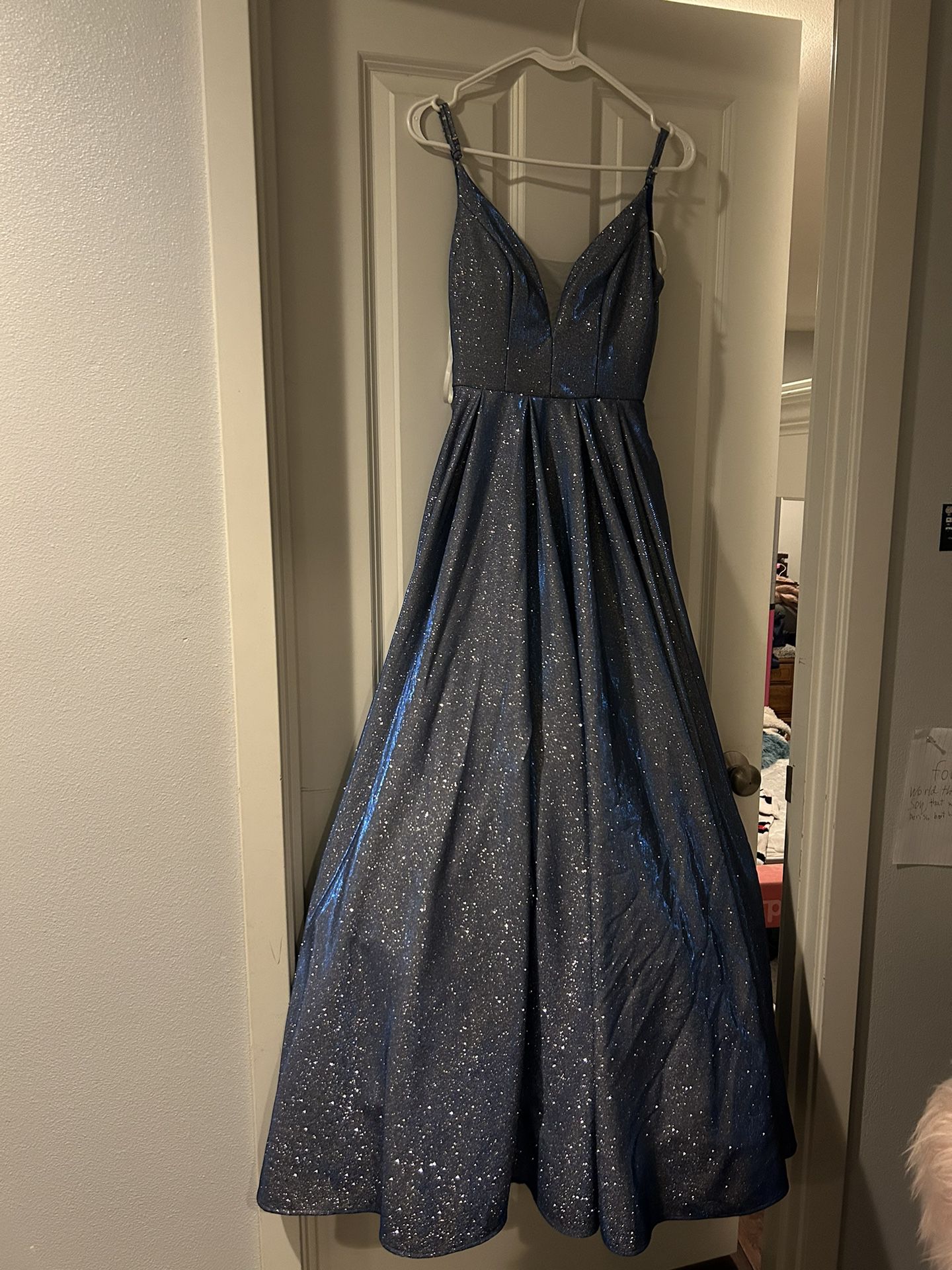 Size 3 Blue Sparkly Prom Dress