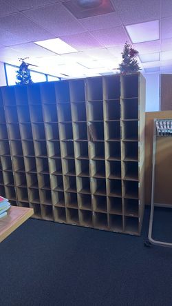 Large Wood Mailroom Cubby Sorter Unit
