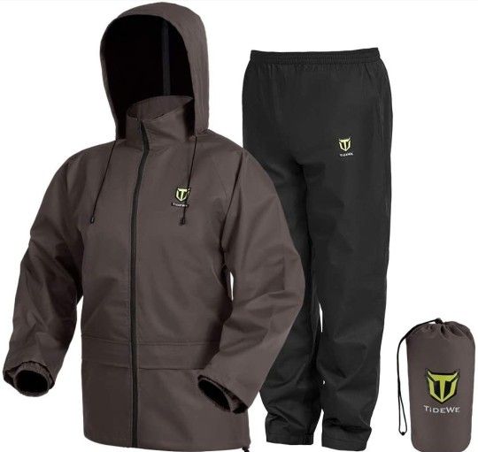 New TIDEWE Rain Suit, Waterproof Breathable Lightweight Rainwear (Brown Size L)