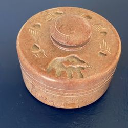 Vintage Marble Jar - Hand-Carved Aztek