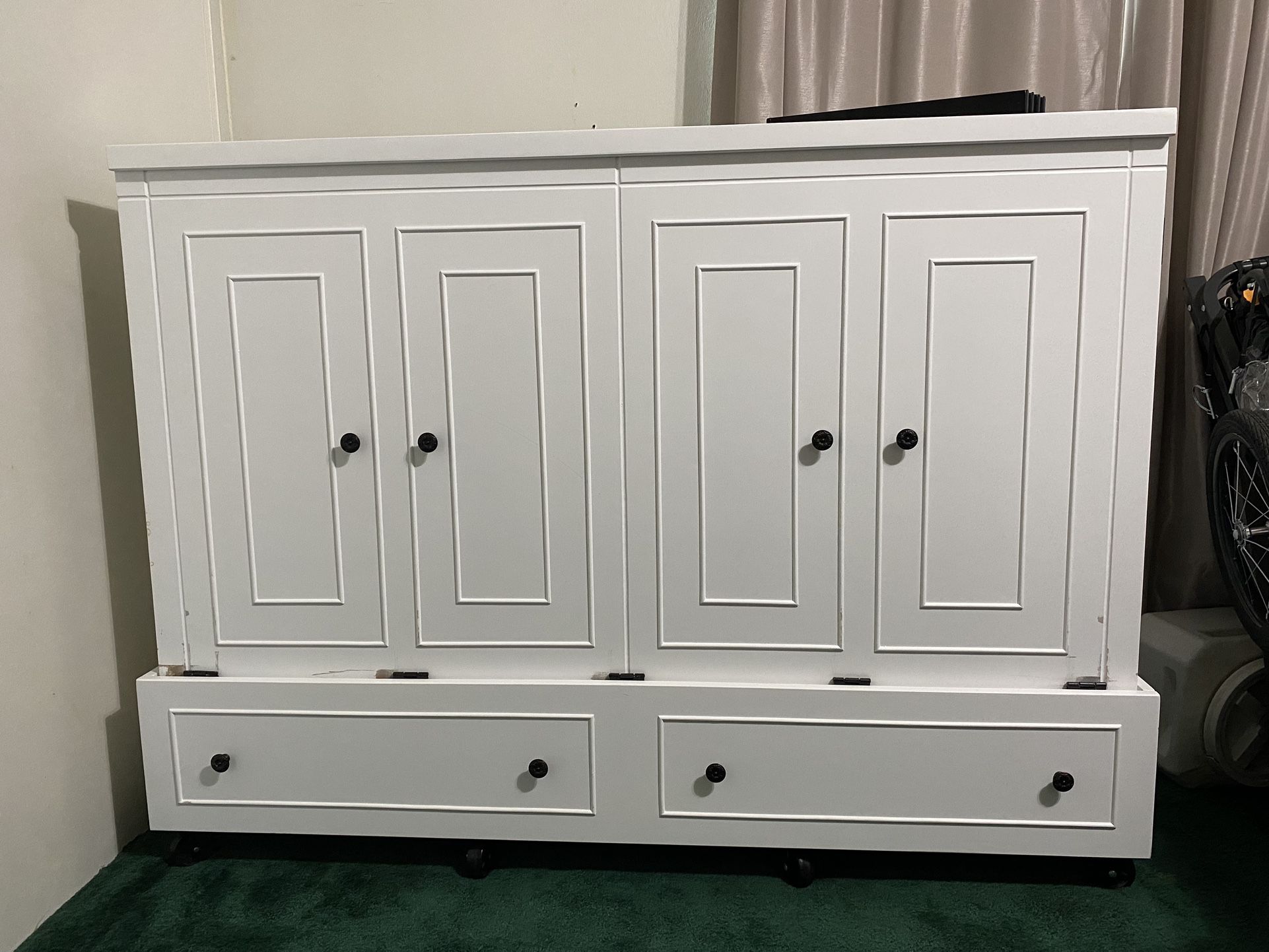 Rolling Cabinet Folding Queen Bed