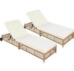 Assembled New Outdoor Chaise Lounge Chair Set of 2 Patio Reclining Lounge with 5-Position Adjustable