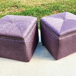 Contemporary upholstered Studded ottomans foot stools Endtables 