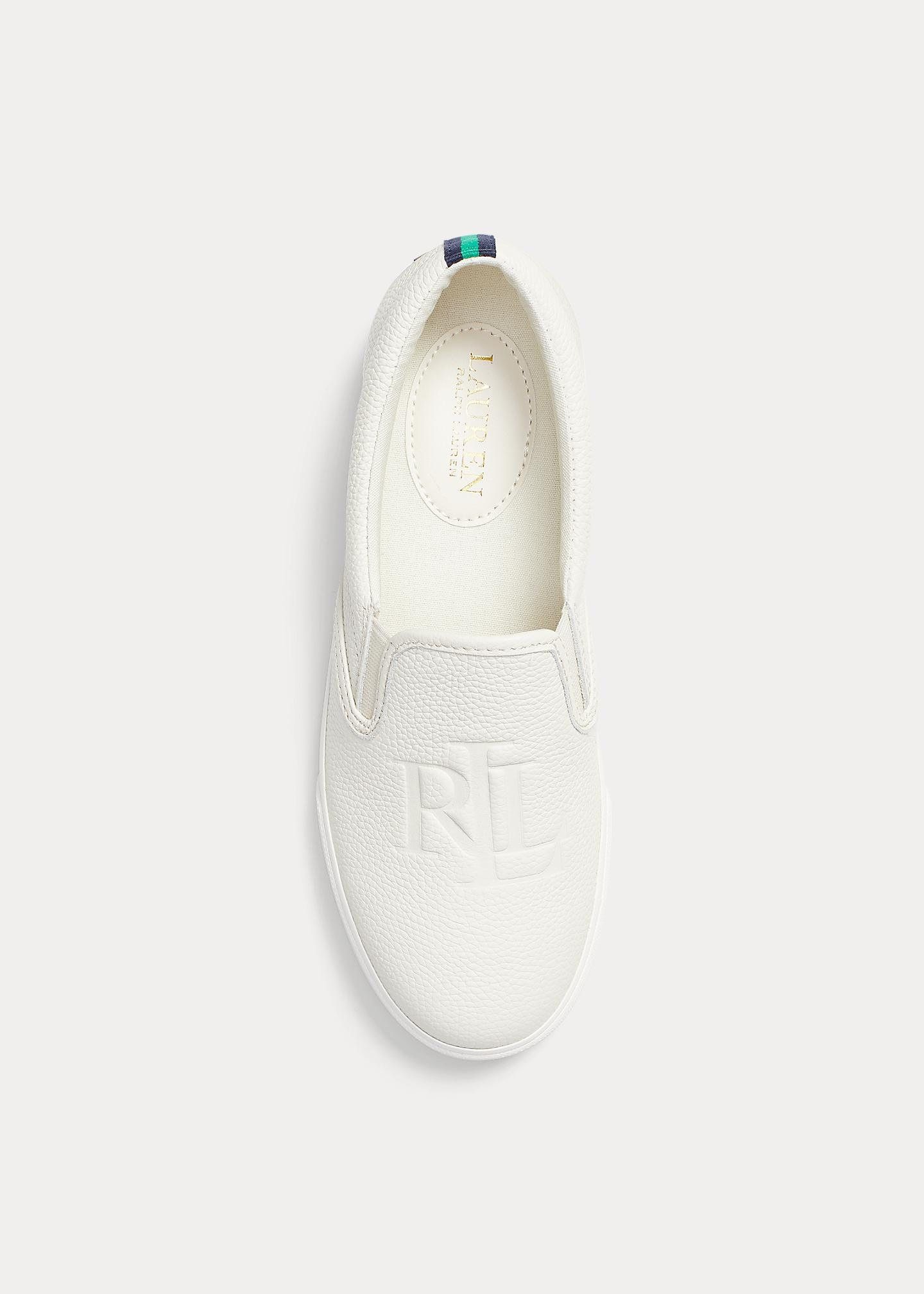 New! Lauren Ralph Lauren Womens Ricci LRL White Leather Slip On Shoes. Size 7.5