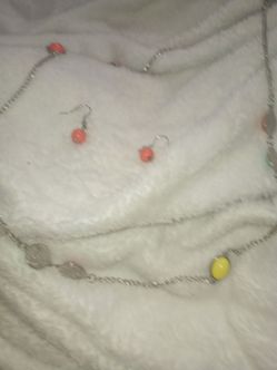 Colorful necklace and earrings