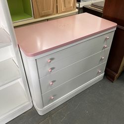 WALTER OF WABASH Barbie Inspired White and Pink 3 Drawer Dresser