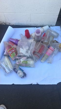 FREE Misc Plastic Paper cups spoons forks knives champagne glasses