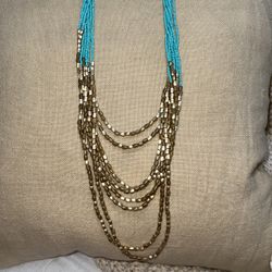 Gold Plated Turquois Necklace 