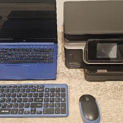 14" HP Laptop / USB Keyboard & Mouse / HP 3-in-1 Printer 