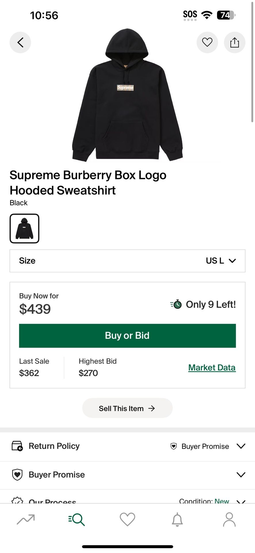 Supreme Burberry Hoodie Size Large