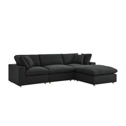 Commix Down-Filled 4-Piece Sectional Sofa-Black