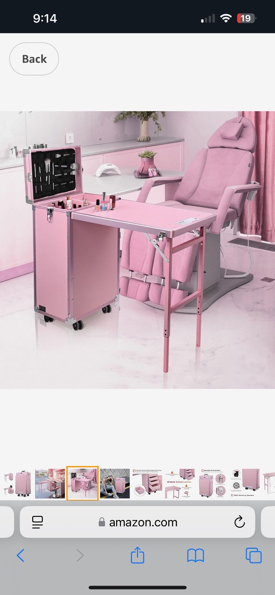 BYOOTIQUE Rolling Manicure Table Portable Nail Table Foldable Nail