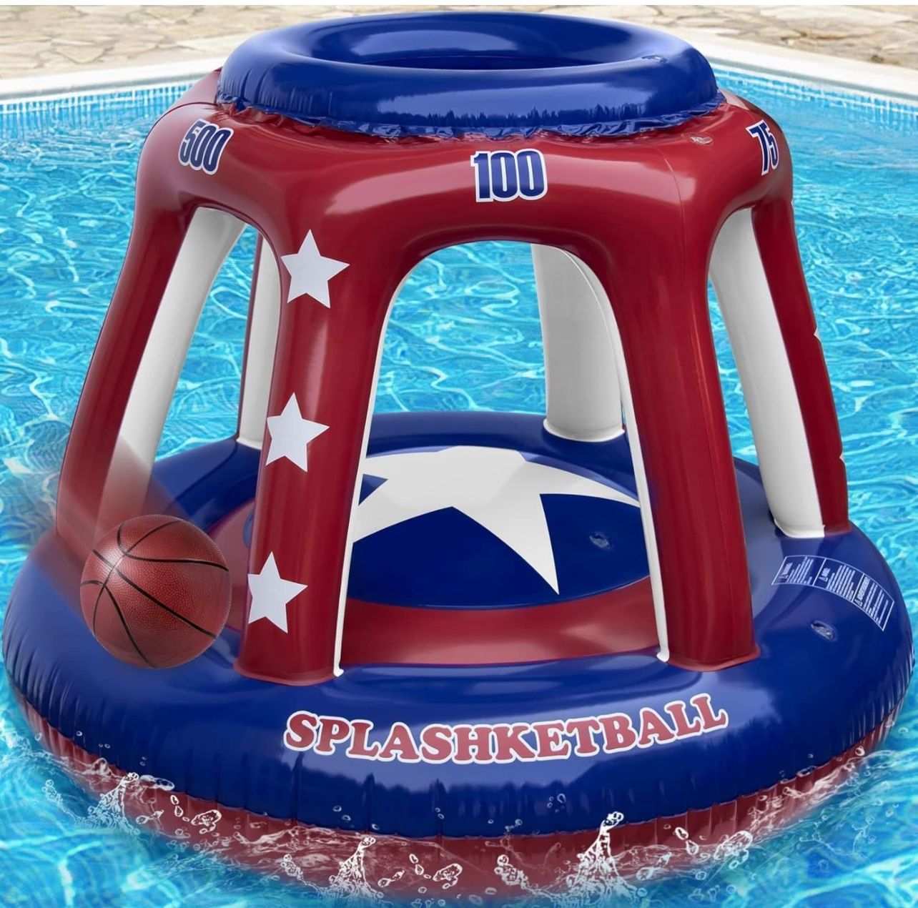 47" Swimming Pool Basketball Hoop Set - Thicker Inflatable Water Basketball Hoop with Ball