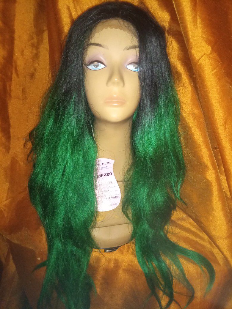 Ombre Green/Black Wig,😍