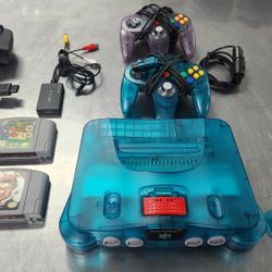 Nintendo 64 Blue Ice With Games - Still Available 