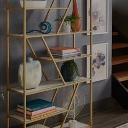 Bookcase Gold And White