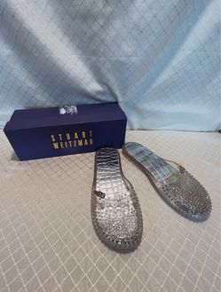 Stuart Weitzman slip on Jelly flats With Rhinestones size 8
