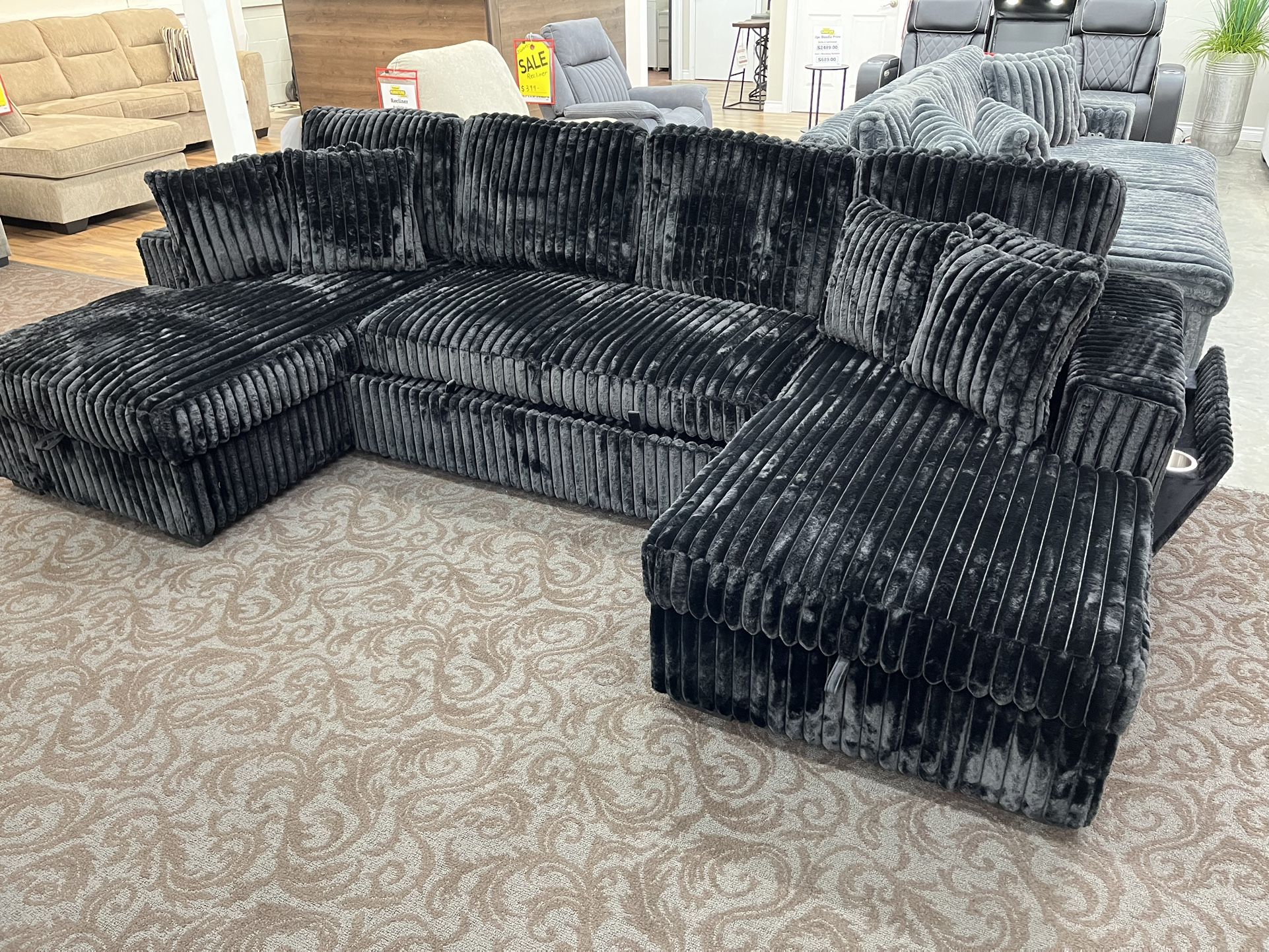 Black Corduroy Sectional