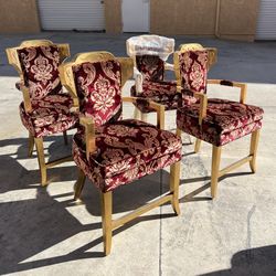 Set Of 4 French Venetian Baroque Louis XVI Style Bar Stools Chairs 