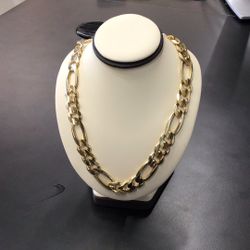 10ky 24” Gold Figaro Chain, Approximately 12mm Width And 112.3 Grams. Layaway Available!