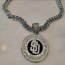 Padres Necklace Pendant Cuban Chain Jewelry MLB
