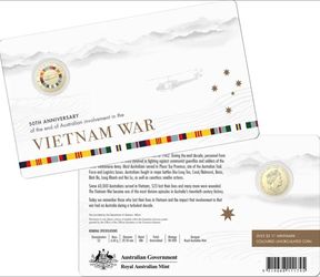 2023 $2 50th Anniversary of Vietnam War C Mintmark Coloured Coin On Card UNC