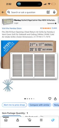 Handua Steel Return Air Vent Cover 20x10