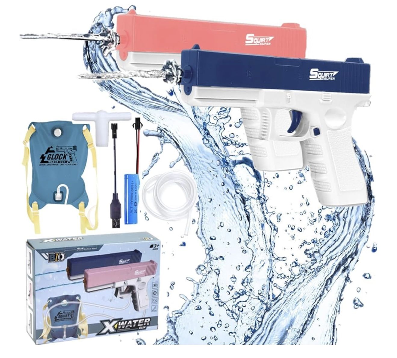 Continuous Fire Electric Water Gun Adults Kids Rechargeable Squirt Gun