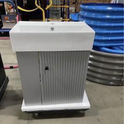 Assembled New Floating Bathroom Vanity with Sink Combo 22" Wall Mounted Cabinet with Wood Stripes