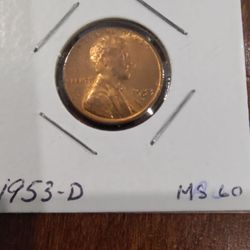 1953-D Lincoln Wheat Penny MS60