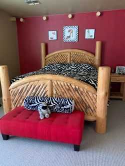 wood pine king bedroom set