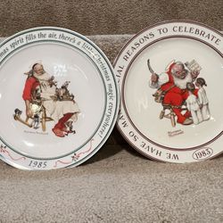 Hallmark Norman Rockwell 1983 & 1985 Little Gallery Santa Christmas Plate