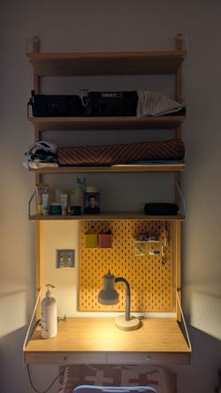 Ikea modular Wall desk shelving unit bamboo