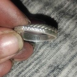 David Yurman Sterling Silver Crossover Ring With Pave Diamonds Size 8.5