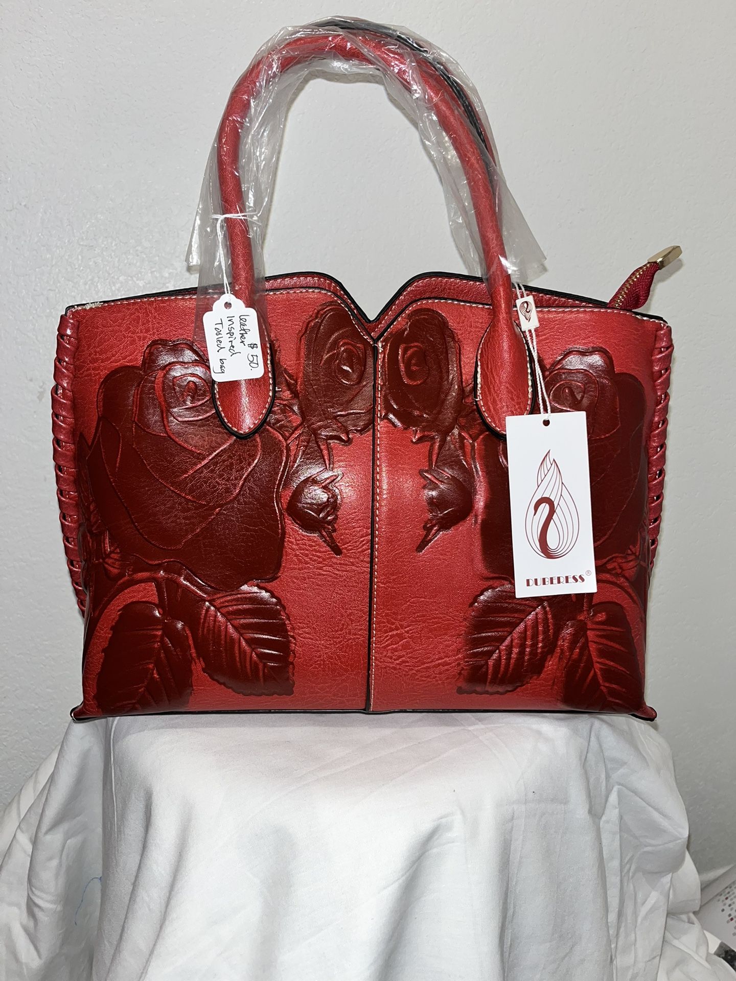 Red Vegan Tooled Purse