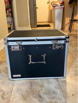 Vaultz black and silver storage case.