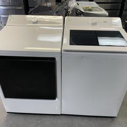 Lg 5.5 Cu Top Load Washer With Agitator & Electric Dryer Set In White