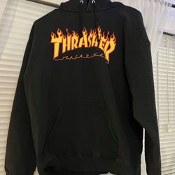 L Thrasher Flame Black Hoodie 