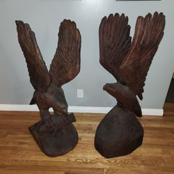 Wood Craved Eagles Vintage 