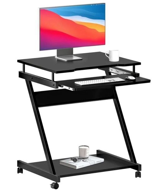 BRAND NEW 
SDHYL Z-Type Laptop Desk Mobile Standing Laptop Cart Small Workstation with Keyboard Tray Work Stand for Small Space, Black, S7-DX-8110-BB-