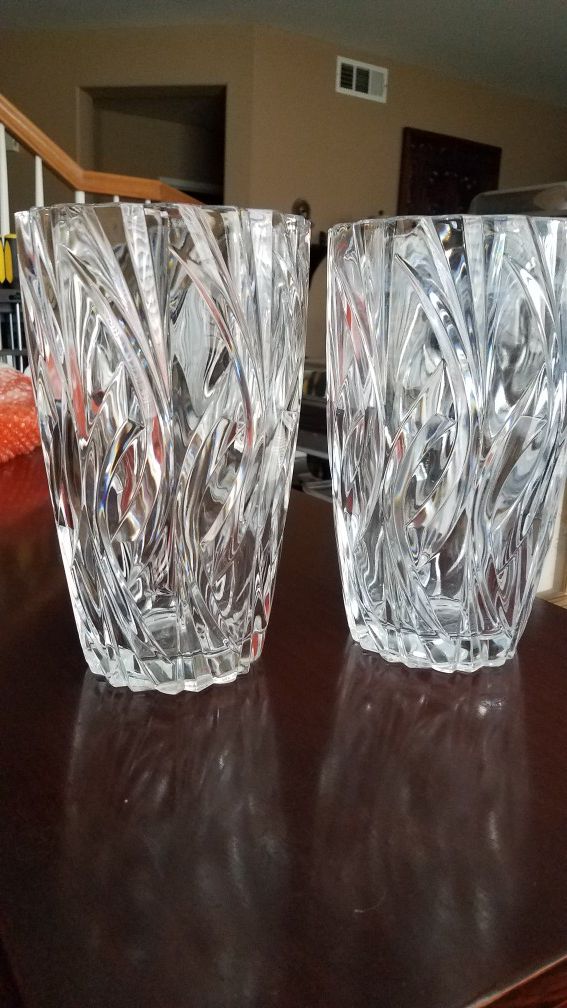Heavy thick crystal vases